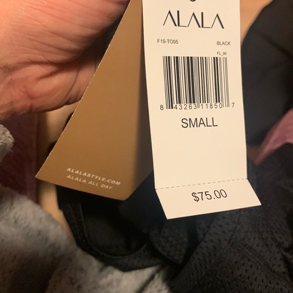 Alala size small mesh, black, crop tieback top poly Spande gold hardware NWT - Picture 3 of 4